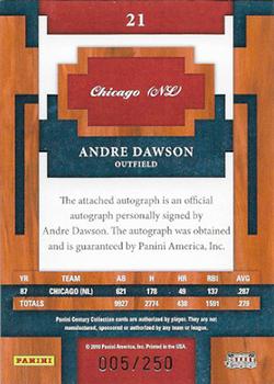 2010 Panini Century - Postmarks Silver Signatures #21 Andre Dawson Back
