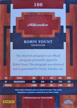 2010 Panini Century - Postmarks Silver Signatures #100 Robin Yount Back