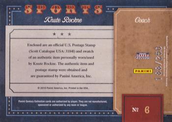 2010 Panini Century - Sports Stamp Materials #6 Knute Rockne Back