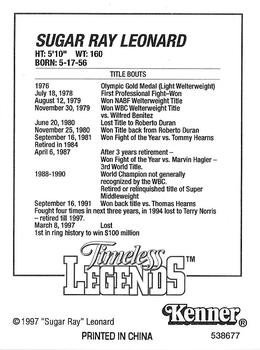 1997 Kenner Starting Lineup Cards Timeless Legends #538677 Sugar Ray Leonard Back
