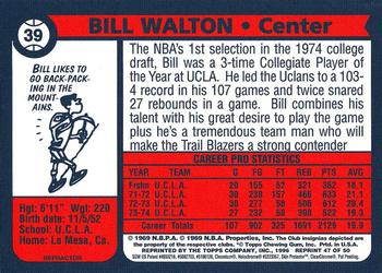 1997 Kenner Starting Lineup Cards Timeless Legends #47 Bill Walton Back