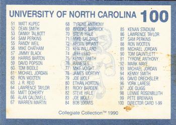 1990-91 Collegiate Collection North Carolina Tar Heels #100 Checklist 1-100 Back