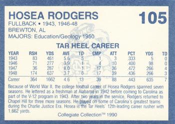 1990-91 Collegiate Collection North Carolina Tar Heels #105 Hosea Rodgers Back
