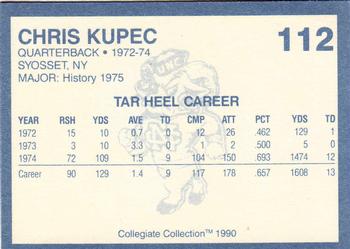 1990-91 Collegiate Collection North Carolina Tar Heels #112 Chris Kupec Back