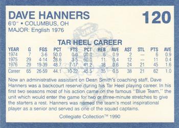 1990-91 Collegiate Collection North Carolina Tar Heels #120 Dave Hanners Back