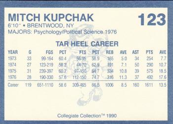 1990-91 Collegiate Collection North Carolina Tar Heels #123 Mitch Kupchak Back