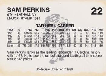 1990-91 Collegiate Collection North Carolina Tar Heels #22 Sam Perkins Back