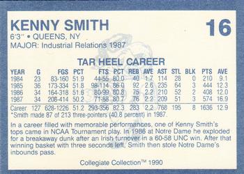 1990-91 Collegiate Collection North Carolina Tar Heels #16 Kenny Smith Back