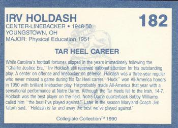 1990-91 Collegiate Collection North Carolina Tar Heels #182 Irv Holdash Back