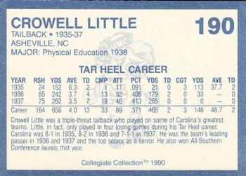 1990-91 Collegiate Collection North Carolina Tar Heels #190 Crowell Little Back