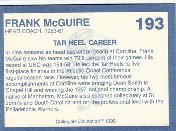 1990-91 Collegiate Collection North Carolina Tar Heels #193 Frank McGuire Back