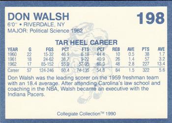 1990-91 Collegiate Collection North Carolina Tar Heels #198 Don Walsh Back
