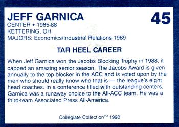 1990-91 Collegiate Collection North Carolina Tar Heels #45 Jeff Garnica Back
