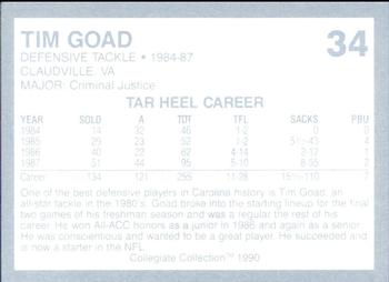 1990-91 Collegiate Collection North Carolina Tar Heels #34 Tim Goad Back