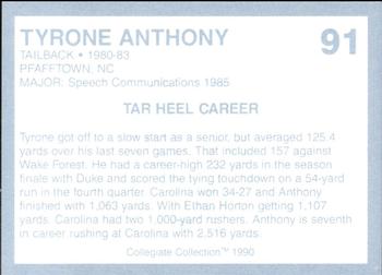 1990-91 Collegiate Collection North Carolina Tar Heels #91 Tyrone Anthony Back