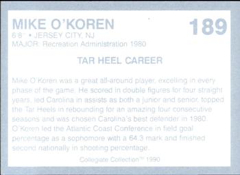 1990-91 Collegiate Collection North Carolina Tar Heels #189 Mike O'Koren Back