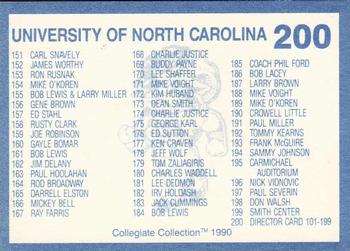 1990-91 Collegiate Collection North Carolina Tar Heels #200 Checklist 101-200 Back