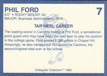 1990-91 Collegiate Collection North Carolina Tar Heels #7 Phil Ford Back