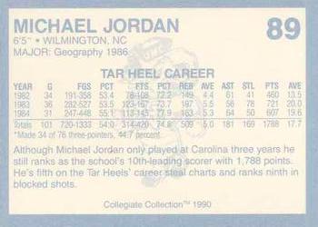 1990-91 Collegiate Collection North Carolina Tar Heels #89 Michael Jordan Back