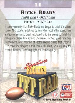 1994 Signature Rookies Tetrad #II Ricky Brady Back