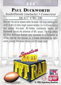 1994 Signature Rookies Tetrad #III Paul Duckworth Back