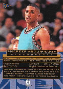 1997 Score Board Visions Signings - Gold #16 Shareef Abdur-Rahim Back