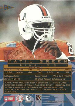 1997 Score Board Visions Signings - Gold #34 Yatil Green Back