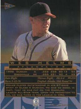 1997 Score Board Visions Signings - Gold #44 Wes Helms Back