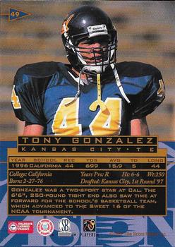 1997 Score Board Visions Signings - Gold #49 Tony Gonzalez Back