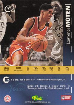 1996 Classic Visions Signings #25 Lawrence Moten Back