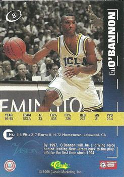 1996 Classic Visions Signings #8 Ed O'Bannon Back