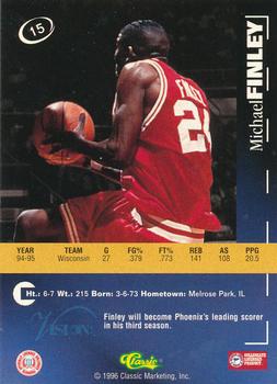 1996 Classic Visions Signings #15 Michael Finley Back