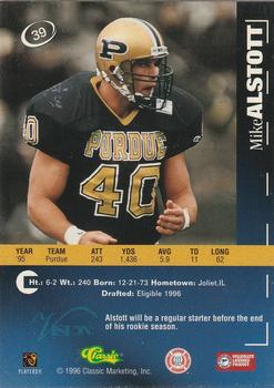 1996 Classic Visions Signings #39 Mike Alstott Back