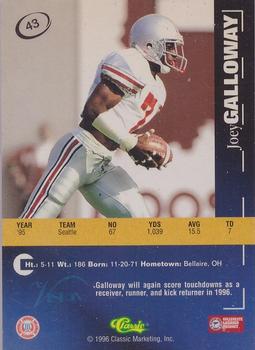 1996 Classic Visions Signings #43 Joey Galloway Back