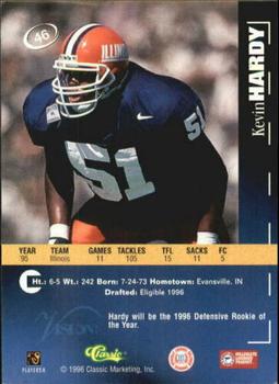 1996 Classic Visions Signings #46 Kevin Hardy Back