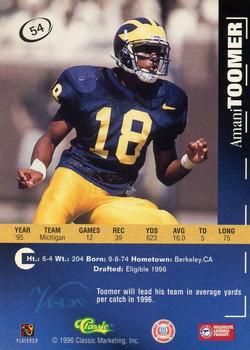 1996 Classic Visions Signings #54 Amani Toomer Back