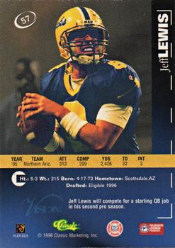 1996 Classic Visions Signings #57 Jeff Lewis Back