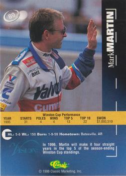 1996 Classic Visions Signings #89 Mark Martin Back