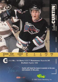 1996 Classic Visions Signings #64 Luke Curtin Back