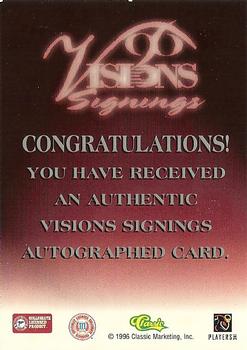 1996 Classic Visions Signings - Autographs Gold #NNO Duane Clemons Back