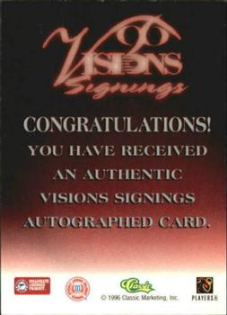 1996 Classic Visions Signings - Autographs Gold #NNO Andre Johnson Back