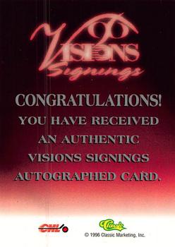 1996 Classic Visions Signings - Autographs Gold #NNO Luke Curtin Back