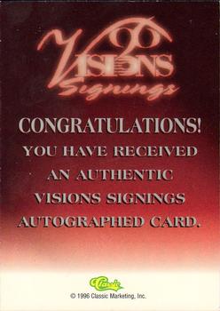 1996 Classic Visions Signings - Autographs Gold #NNO Todd Greene Back