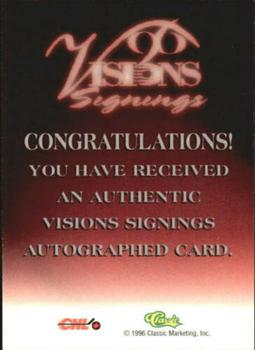 1996 Classic Visions Signings - Autographs Gold #NNO Richard Jackman Back