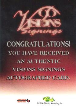 1996 Classic Visions Signings - Autographs Gold #NNO Steve Nimigon Back