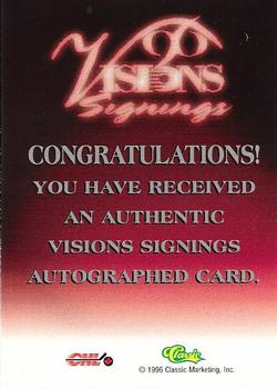 1996 Classic Visions Signings - Autographs Gold #NNO Geoff Peters Back