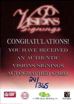 1996 Classic Visions Signings - Autographs Silver #NNO Karim Abdul-Jabbar Back