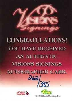 1996 Classic Visions Signings - Autographs Silver #NNO Chris Allen Back