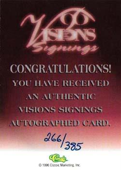 1996 Classic Visions Signings - Autographs Silver #NNO Todd Greene Back