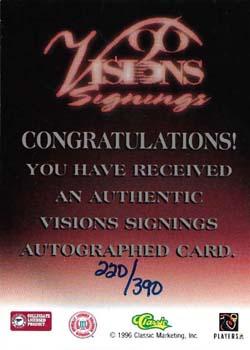 1996 Classic Visions Signings - Autographs Silver #NNO Bryant Mix Back
